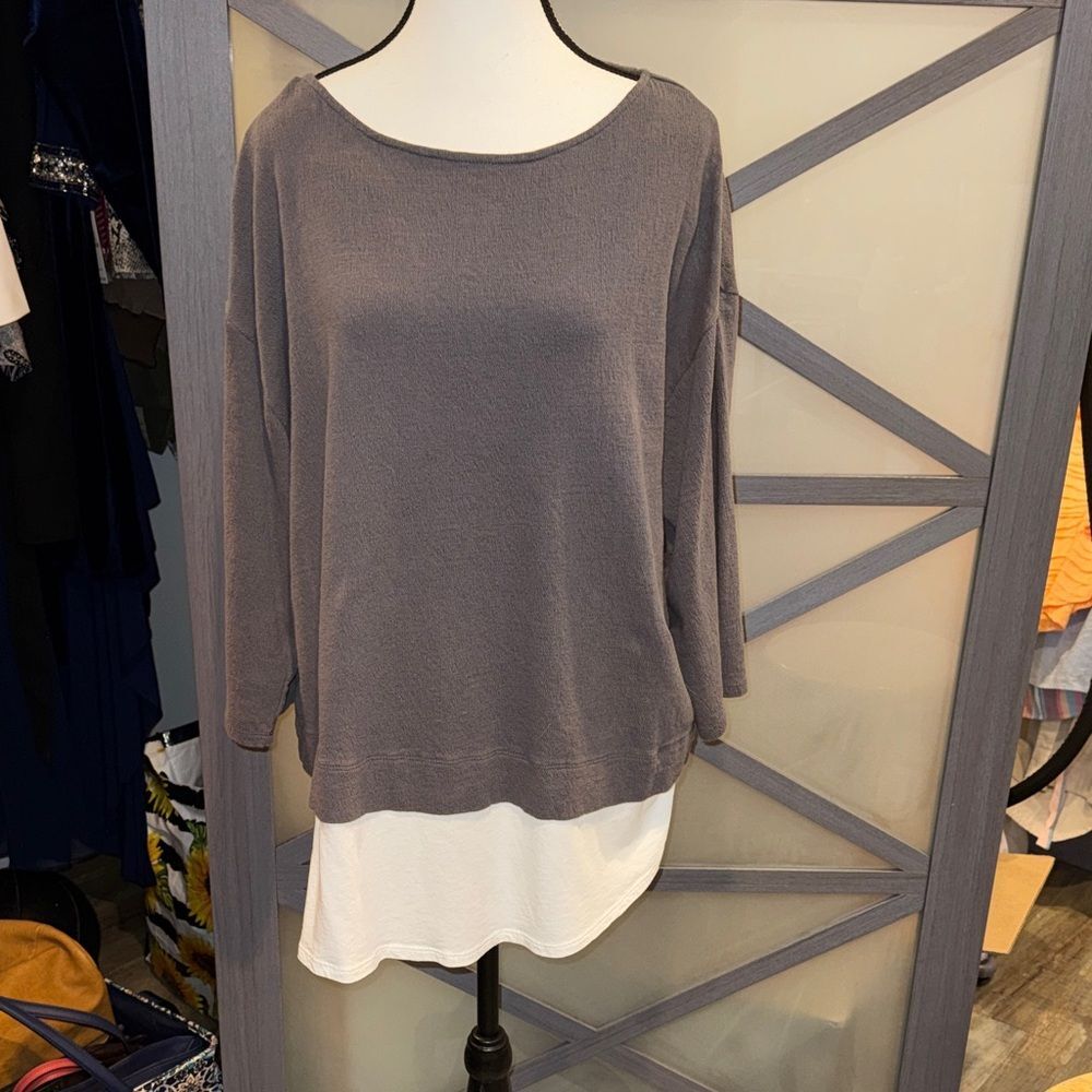 J.jill Gray and White Layered Tunic